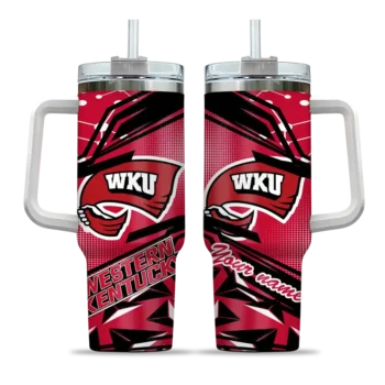 personalized western kentucky hilltoppers abstract paths red curved tumbler best selling.webp