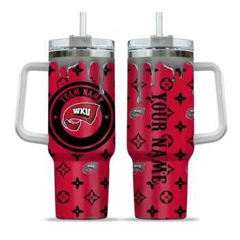 personalized western kentucky hilltoppers bullseye drips red curved tumbler best selling.webp