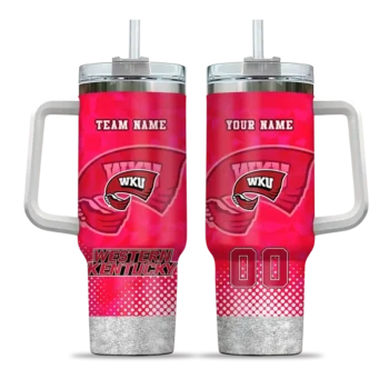 personalized western kentucky hilltoppers geometric prism red curved tumbler best selling.webp