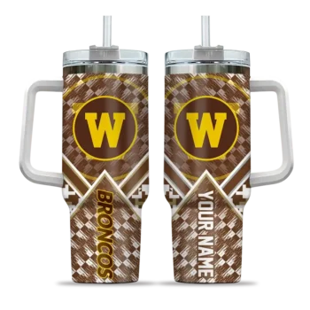 personalized western michigan broncos chevron angle brown curved tumbler best selling.webp