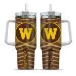 personalized western michigan broncos chevron layers brown curved tumbler best selling.webp