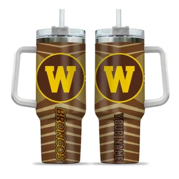 personalized western michigan broncos chevron layers brown curved tumbler best selling.webp