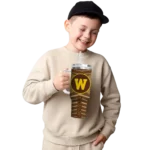 personalized western michigan broncos chevron layers brown curved tumbler best selling.webp