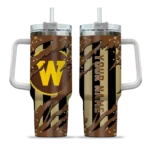 personalized western michigan broncos claw cut brown black curved tumbler best selling.webp