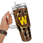 personalized western michigan broncos claw cut brown black curved tumbler best selling.webp