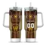 personalized western michigan broncos hexagon armor brown curved tumbler best selling.webp
