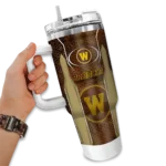 personalized western michigan broncos hexagon armor brown curved tumbler best selling.webp