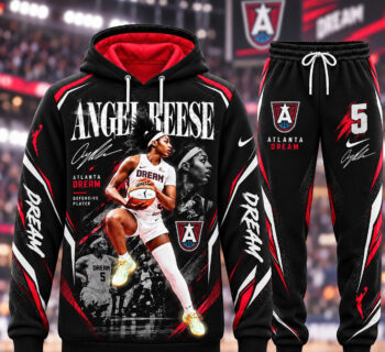 Atlanta Dream WNBA Basketball Player Hoodie and Sweatpants Set - Black/Red All-over Print - Unisex