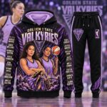 Golden State Valkyries WNBA Basketball Players Hoodie and Sweatpants Set Black/Purple Comic Print Women’s