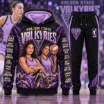 Golden State Valkyries WNBA Basketball Players Hoodie and Sweatpants Set Black/Purple Comic Print Women’s