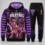 Golden State Valkyries WNBA Basketball Players Hoodie and Sweatpants Set Black/Purple Comic Print Women’s
